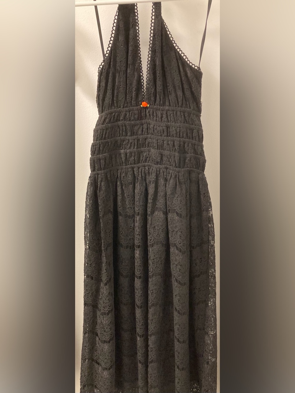 NWT Monteau Los Angeles XS Black Lace Plunge V-Neck Maxi Dress